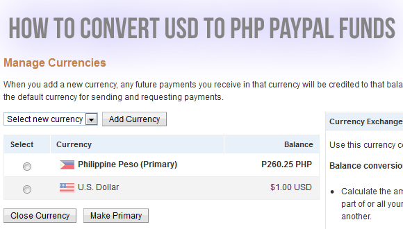 paypal conversion rate usd to php today