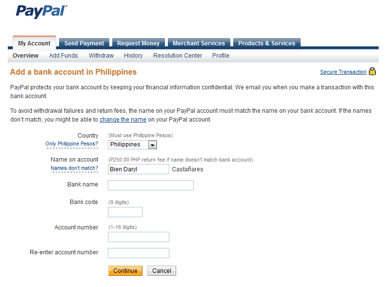 how to add bank account on paypal