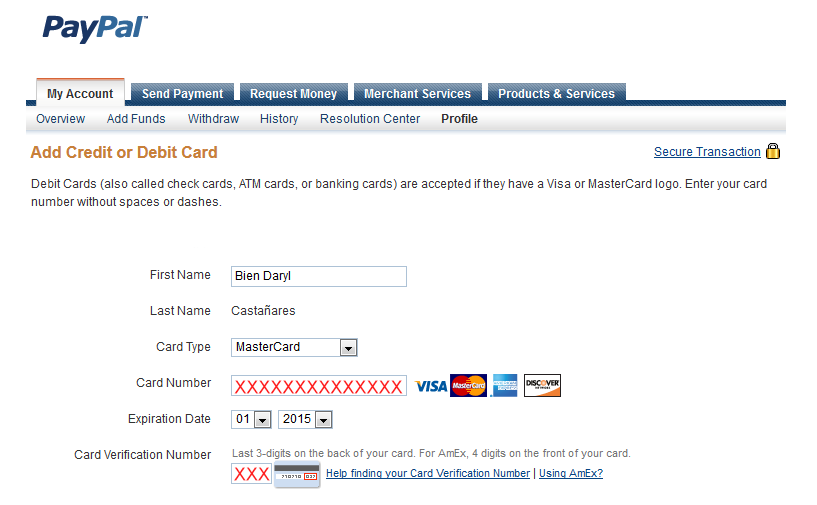 Verifying PayPal account using BPI ePrepaid MasterCard